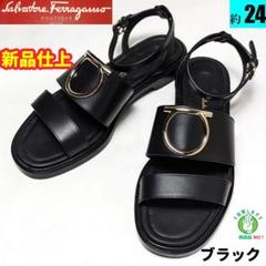 新品そっくりさん⭐フェラガモFerragamo　ガンチーニ　サンダル　6.5D黒 新品そっくりさん⭐フェラガモFerragamo ガンチーニ サンダル