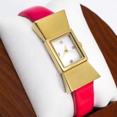 稼働 Kate Spade 腕時計 リボンベゼル ビビットピンク シェル1128