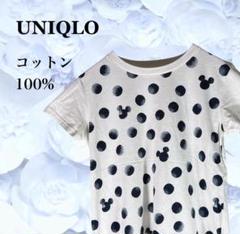 ユニクロ『UNIQLO』Tシャツ 【F】ホワイト 白 ディズニ ミッキー ドット