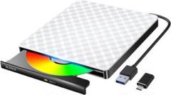 CD DVDドライブ 外付け 静音 DVDプレーヤー 外付けDVD ホワイト