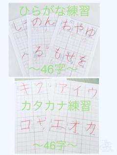 【夏休みの練習に】ひらがな・カタカナお手本練習用紙⭐️紅福のお手本プリント⭐️
