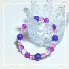 ブレスレット 紫 アメジスト 水晶 天然石 ハンドメイド 紫系 ピンク ③