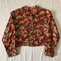 vintage A.O ショート丈 花柄 ボタニカル柄 デザイン ブルゾン