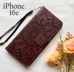 iPhone 16e ケース デザイン柄 ブラウン ☆おまけガラスフィルム付