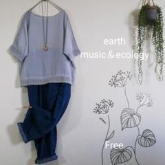 earth music&ecology 花柄レース 切り替えプルオーバー F