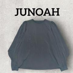 JUNOAH 長袖トップス ブラウス デザイン袖 (L) ブラック プルオーバー