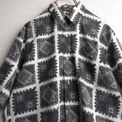 古着 レトロ シャツ 総柄 柄シャツ ガラシャツ 半袖