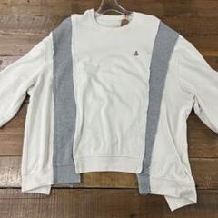 【ハンドメイド】リメイク 再構築 アップサイクル スウェット グレー ホワイト
