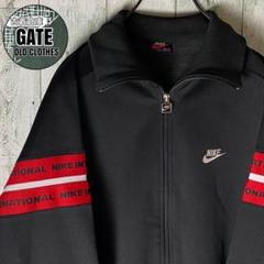 【※90s 日本製】NIKE ナイキ★刺繍ロゴ トラックジャケット XL 黒