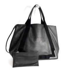 極美品 バレンシアガ ネイビーカバス M トートバッグ パンチング レザー 黒