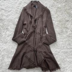 EPOCA✨ニットコート　ショールカラー　モカ　春ライトアウター フリル襟 EPOCA✨ニットコートショールカラーモカ春ライトアウター フリル襟