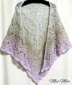 手編み　三角ショール⑦②　ストール　バレエ　マフラー　ひざ掛け　ハンドメイド 手編み 三角ショール①④④ ストール バレエ マフラー ひざ掛け