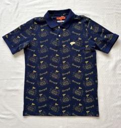 BEAMS GOLFポロシャツsizeM 紺色 ハンバーガー柄のサムネイル