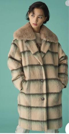 FURFUR シャギーチェックコート ミント ファーファー コート furfur