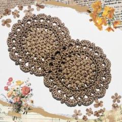 コースター 2枚　ハンドメイド ドイリー かぎ針編み 手編み かぎ針 毛糸 花
