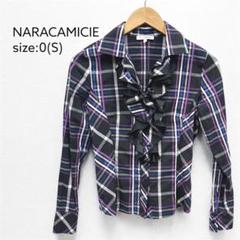 【NARACAMICIE】ナラカミーチェ フリル チェックシャツ パープル Sのサムネイル