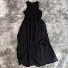 美品✨【GU】黒 ノースリーブロングワンピース (S) 綿混