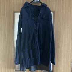 SINME(シンメ) レースアップ デニムチュニックシャツ SINME シンメ インディゴ リネン デニムシャツ M ジャケット