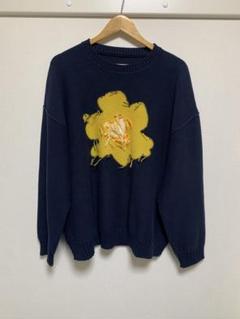 CamphorWood フラワーモチーフ ニット ネイビー - メルカリ