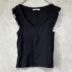 【ZARA TRAFALUC】（S）ノースリーブTシャツ＊フリル袖＊Uネック