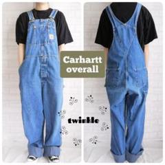 【人気】USA製 Carhartt ワンポイントロゴ デニム オーバーオール