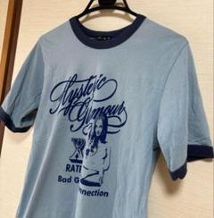 ヒステリックグラマー　リンガーTシャツ　くすみブルー　ヒスガールプリント
