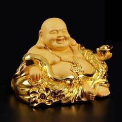 純銀　布袋様像 仏像 木彫り 七福神 布袋 様 布袋さんの置物 木像 木製