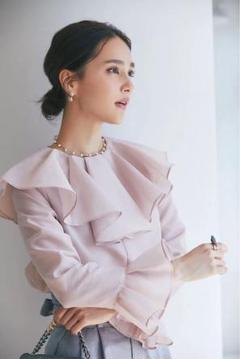 美品✴︎セブンテン ツイードブラウス ピンク　半袖　バックファスナー　S 美品✨セブンテン ツイードブラウス ピンク 半袖 バック