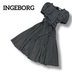 INGEBORG インゲボルグ ドット柄ロングワンピース ドレス 袖