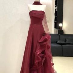 フリルにお花のデザインが美しい ストール付き ベア ドレス
