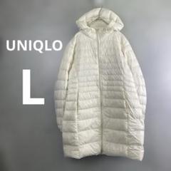 【ユニクロ】ダウンコート フード L アイボリーのサムネイル