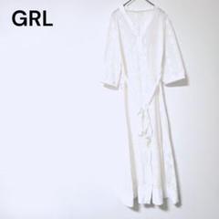 GRL【M】リボンベルト付　レース　ワンピース　長袖　ロングカーディガン
