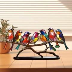 ステンド 鳥 枝 装飾品 ハチドリ テーブル アート 誕生日 置物 インテリア