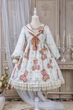 輝く高品質な ☆新品☆夢可愛い テディベア柄 ワンピース ロリータ ワンピース