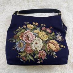 ThinkBee 花柄刺繍 ショルダーバッグ ネイビー　2WAY