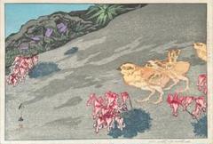 畦地梅太郎　らいちょう　AP版　サイン入り ブランドのギフト 畦地梅太郎 版画 - 版画 サイン入り AP版 ら