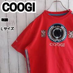 【COOGI】クージー ロゴ刺繍 サイドラインテープ 半袖Tシャツ L 赤