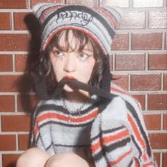 新品 Candystripper うさぎチェックニット帽バニー赤