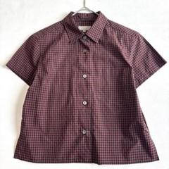 【美品】マーガレットハウエル　まる襟　リネン100 半袖シャツ　ギンガムチェック MARGARET HOWELL - マーガレット ハウエル リネン 混 ギンガム