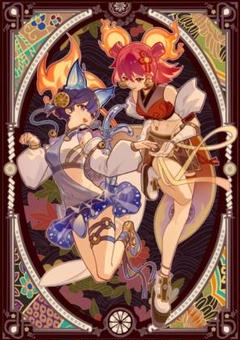 遊戯王 剣の御巫ハレ＆鏡の御巫ニニ レザーデッキケース