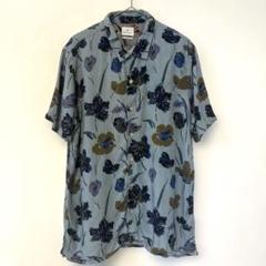 美品✨Paul smith 現行 半袖シャツ 花柄 総柄 青 デカロゴ 綿 Paul Smith】半袖シャツ/花柄/ベーシック/ロゴ/日本製/美品