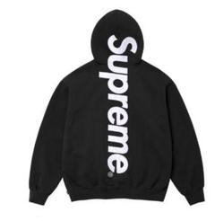 【黒・XXL】 Satin Appliqué Hooded Sweatshirtのサムネイル