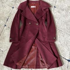 ネットオフ 送料得店  美品✨】マックスマーラ女優襟ロングコートダブル裏地総柄ボルドー42 ジャケット・アウター