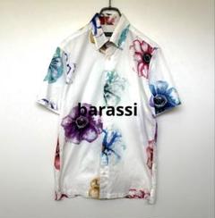 barassi バラシ　ミラノ　シャツ　半袖　花柄プリント　レジウノ生地　白