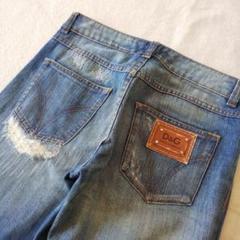 DOLCE&GABBANA 25 デニムパンツ ダメージ加工 インディゴ
