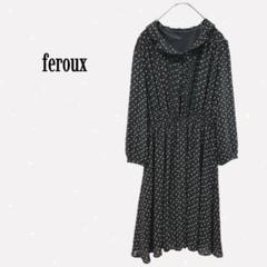 フェルゥ 【M】小花柄ワンピース タック入り シャツワンピ フェミニン ブラック