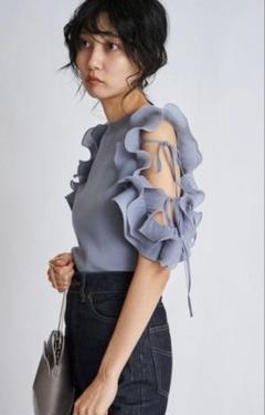 SNIDEL　フリルスリーブニットプルオーバー　スナイデル　SWNT241236 SNIDEL snidel / スナイデル フリルスリーブニットプルオーバー