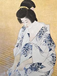 tossy伊東深水『ささやき』美人画 名品 複製 色紙 希少 茶道具 美品 tossy様専用伊東深水『ささやき』美人画 名品 複製 色紙 希少