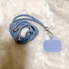 ネックストラップ ストラップホルダー ショルダーストラップ　iPhone 水色