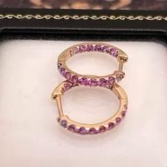 K18PG ピンクサファイア0.8ct フープピアス 2g 中折れ - メルカリ
